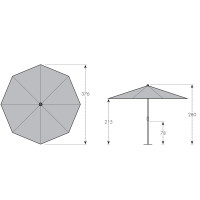 ACTIVE Kurbel 380 cm - stredový slnečník s kľučkou