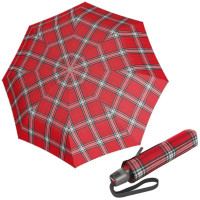 Knirps T.200 Check Red'n Navy - elegantný dámsky plne automatický dáždnik