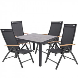 BERGAMO EXPERT WOOD - hliníkové záhradné sedenie 4+1