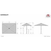 EXPERT 220 x 140 cm - slnečník s automatickým naklápaním kľučkou