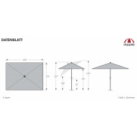 ACTIVE 200 x 120 cm - slnečník so stredovou nohou