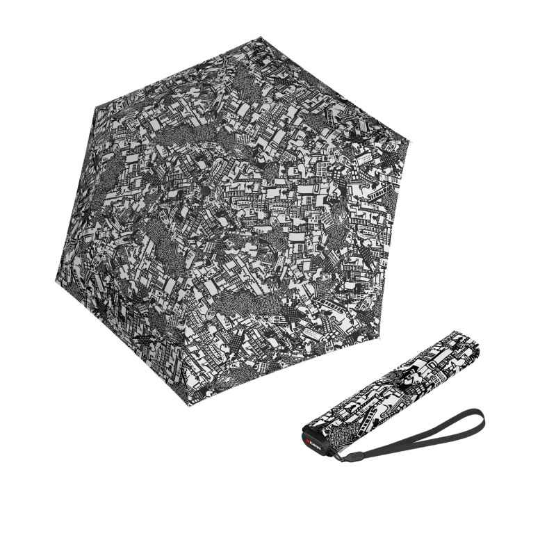 Knirps US.050 ultra light slim manual story black - ľahký dámsky skladací plochý dáždnik