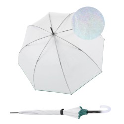 Knirps C.760 Stick Transparent Stardust Agave - dámsky priehľadný holový dáždnik